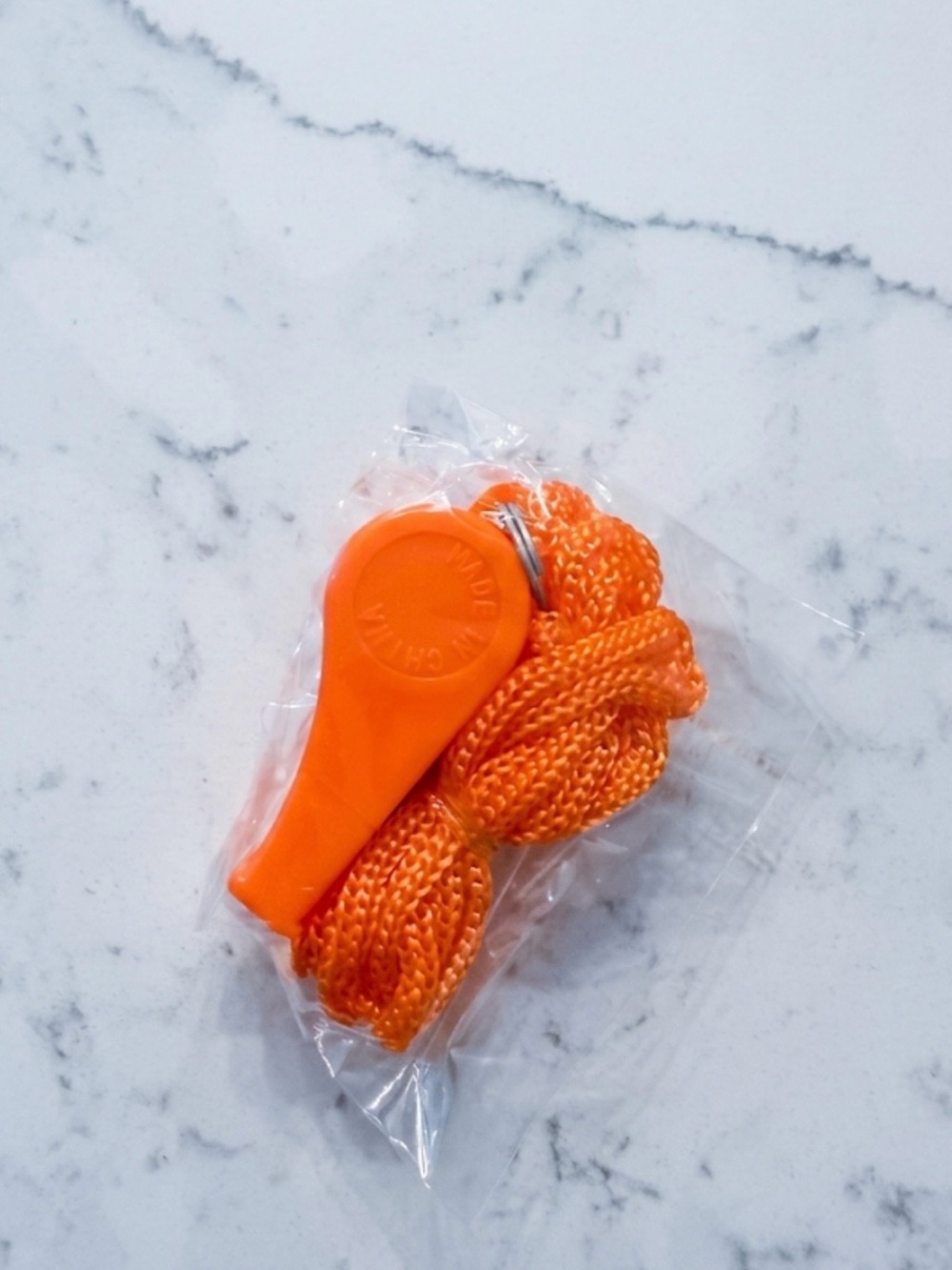 NWT Bright Orange Safety Whistle with Lanyard - Unbranded - New in Package